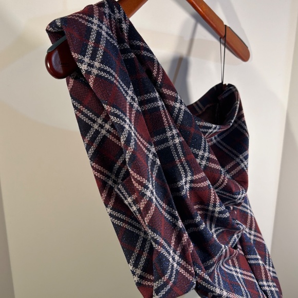 NWOT Eva Franco Daphne One Shoulder Plaid Glittered Ruched Top Size 2 - Picture 4 of 16